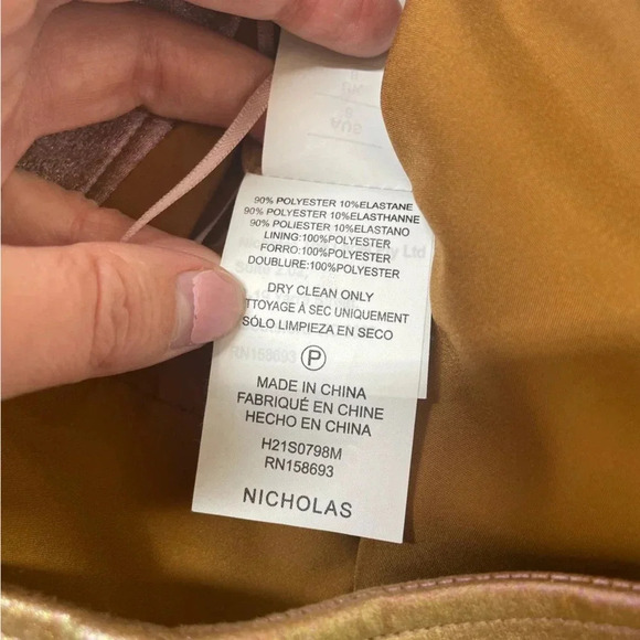 Nicholas Sofie Metallic Rose Wrap Style Lace Up Mini Skirt Size 4 - Picture 7 of 14